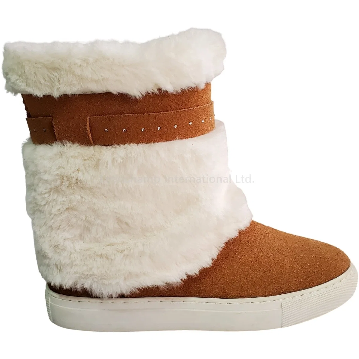 Winter Warm Cow Suede Snow Boots Comfy Flat Casual MID-Calf Lady Boot