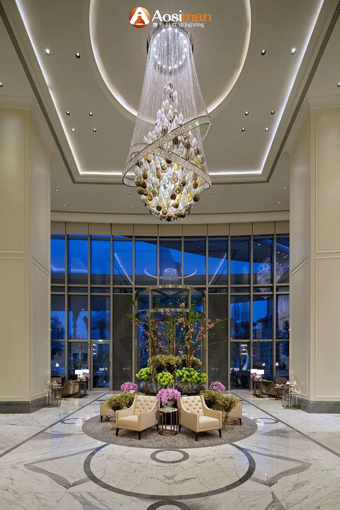 Lustre de cristal moderno pendente iluminação clara Crystal lustres para o hotel Lobby