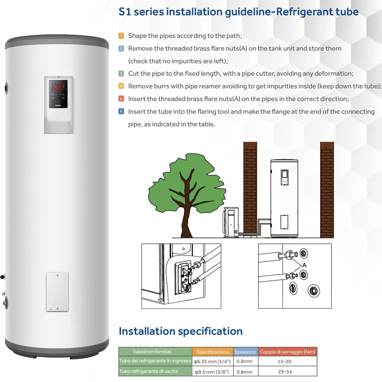 Haier Energy Efficient Domestic White 80 Gallon Tank Dhw R134A Split Type Air Source a Heat Pump Waterheaters Water Heater