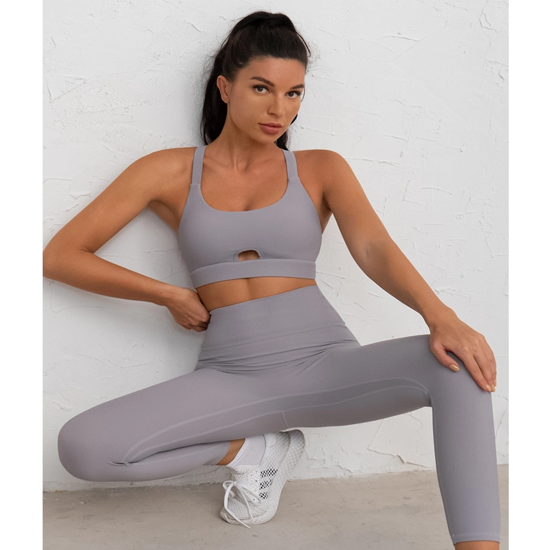 Yoga Clothes Set Running Fitness Clothes Sports Five-Piece Ribbed Yoga Clothes for Women (CFYGC008)