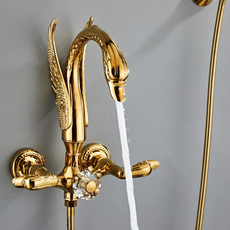 Chrome Brass Bathroom Bathtub Mixer with Hand Shower Wall Mounted Bath Shower Faucet