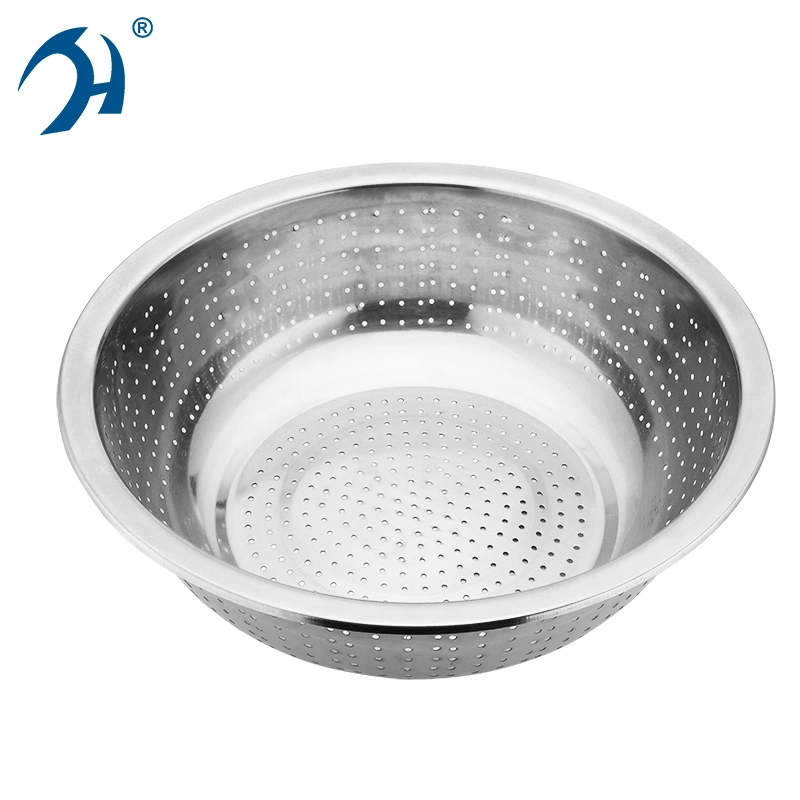 Multiple Size Commercial Kitchen Large Stainless Steel Mixing Bowl Round Basket Colander