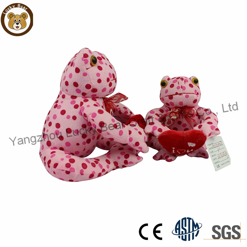 Customize Pink Valentines Gifts Soft Plush Frog Printted Heart