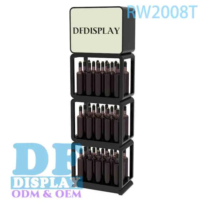 Custom Display Stands Adjustable Shelves Food Bottles Box Wooden Flooring Display for Bulk Purchase