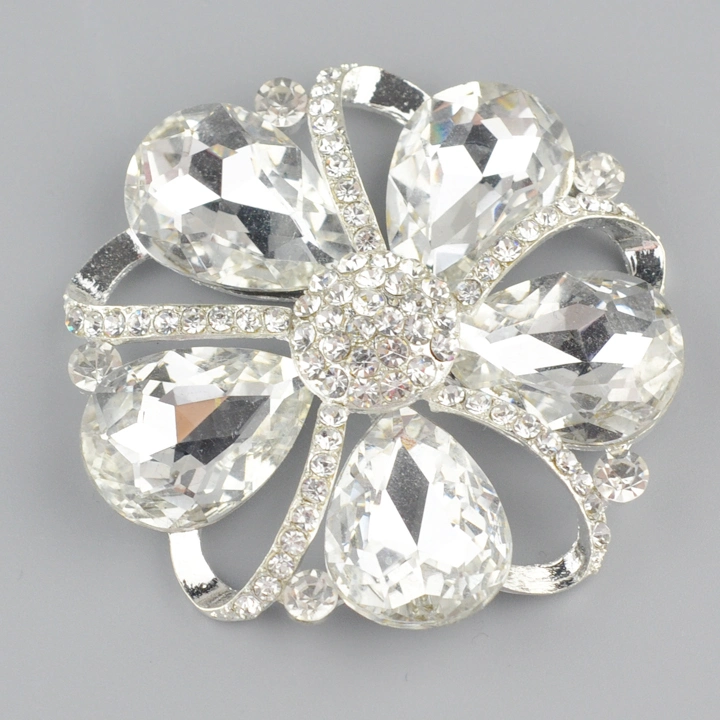 New Arrival Fashion Clear Stone Flower Brooches with Pin