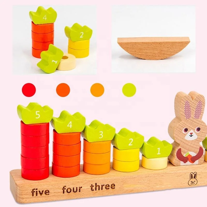 Educational Wood Montessori Rabbit Math Toys with Balance Wooden Toys
