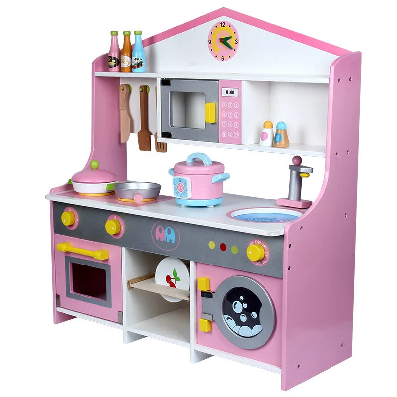 Mother Garden Play House Mini Kitchen Furniture Simulated Kitchen Set Early Education Creative Birthday Gift Cooking Wooden Toys