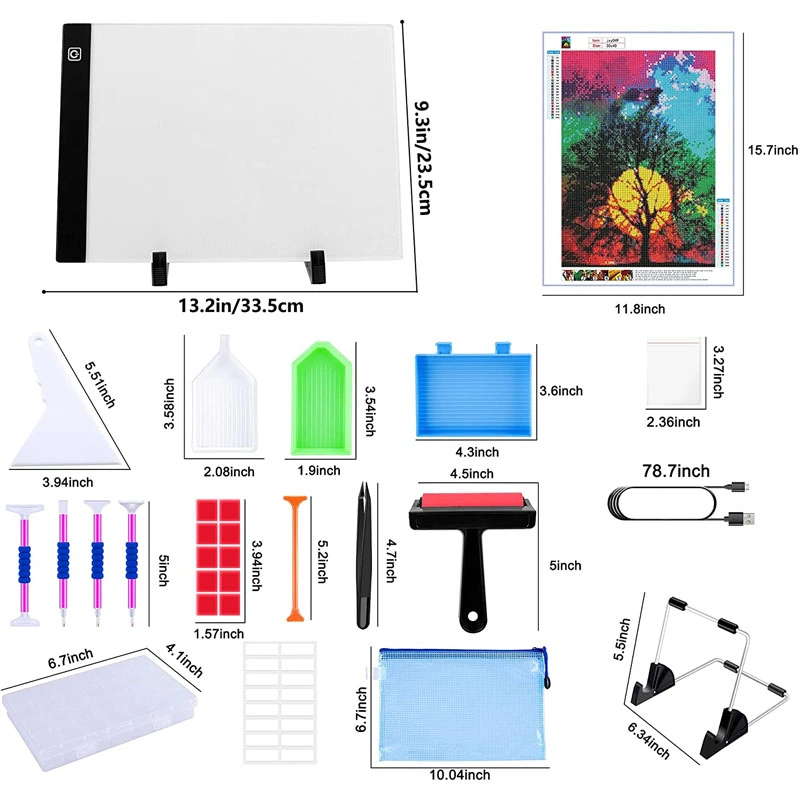 Kits de Teclado de luz A4, Conjuntos de ferramentas Diamond Kits de ferramentas de pintura, desenho de uma placa de LED4 Diamond ferramentas de pintura, Broca total 5D Diamond Arts Artesanato