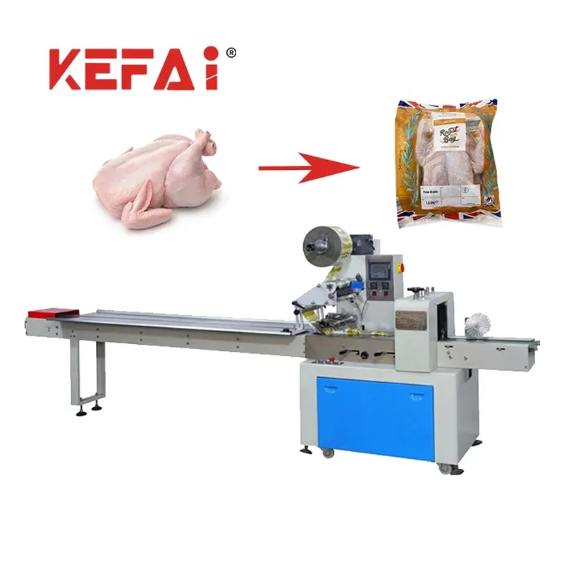 Machine d'emballage automatique Kefai pour poulet entier congelé en sachet horizontal à coussin.