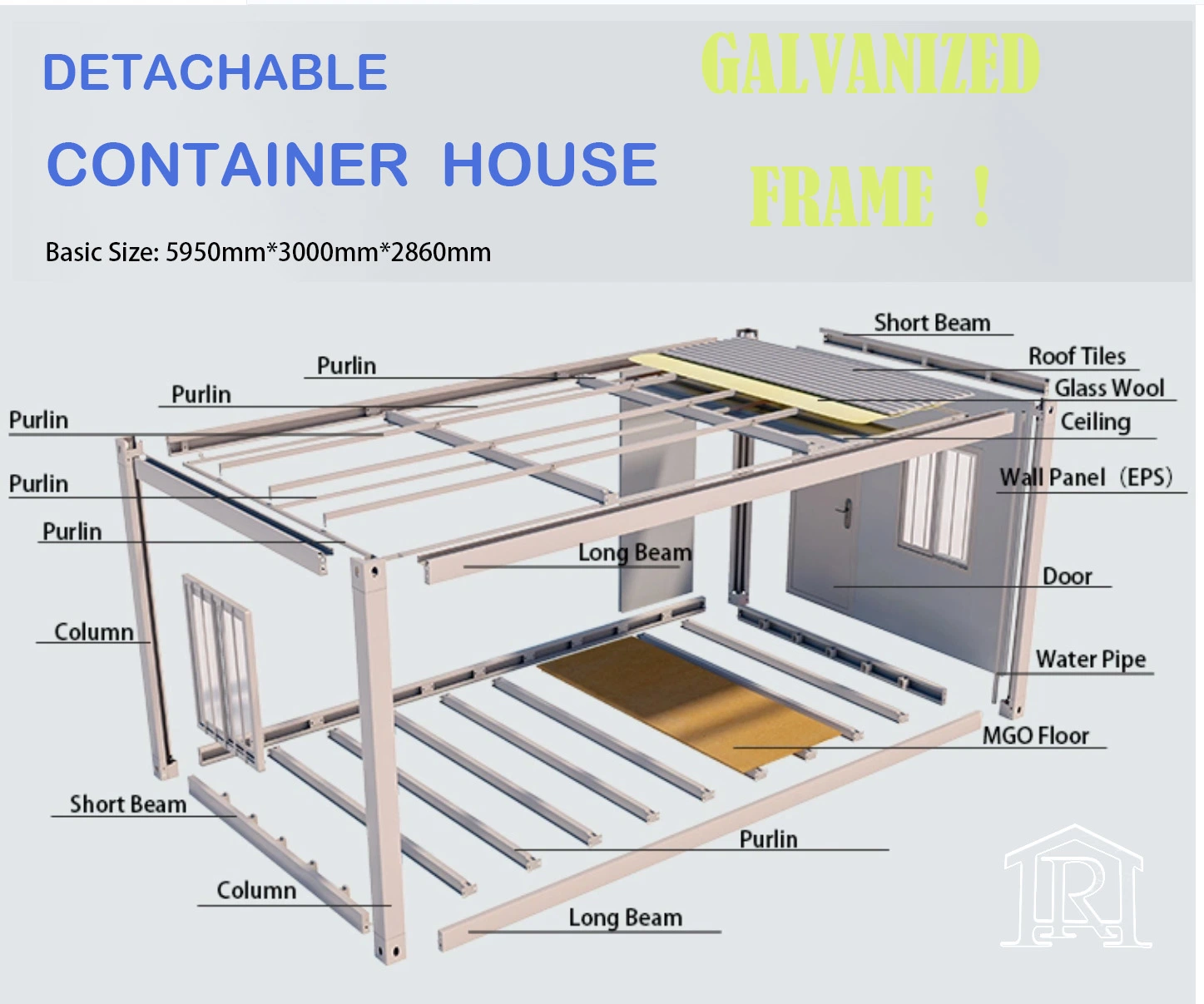 20FT Double Storey Prefab Modern Modular Labor Camp Detachable Container Office Prefab House Detachable Home for Sale