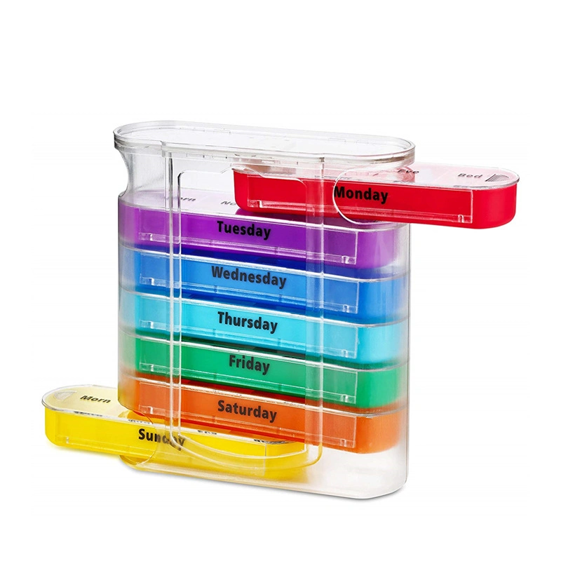 2 Times a Day Weekly Am Pm with 7 Daily Pocket Case to Hold Vitamin Storage Plastic Pill Box