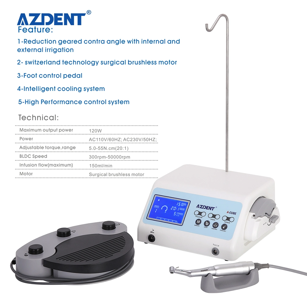 Sistema de motor de implante dentário elétrico Azdent 40000rpm de alto desempenho