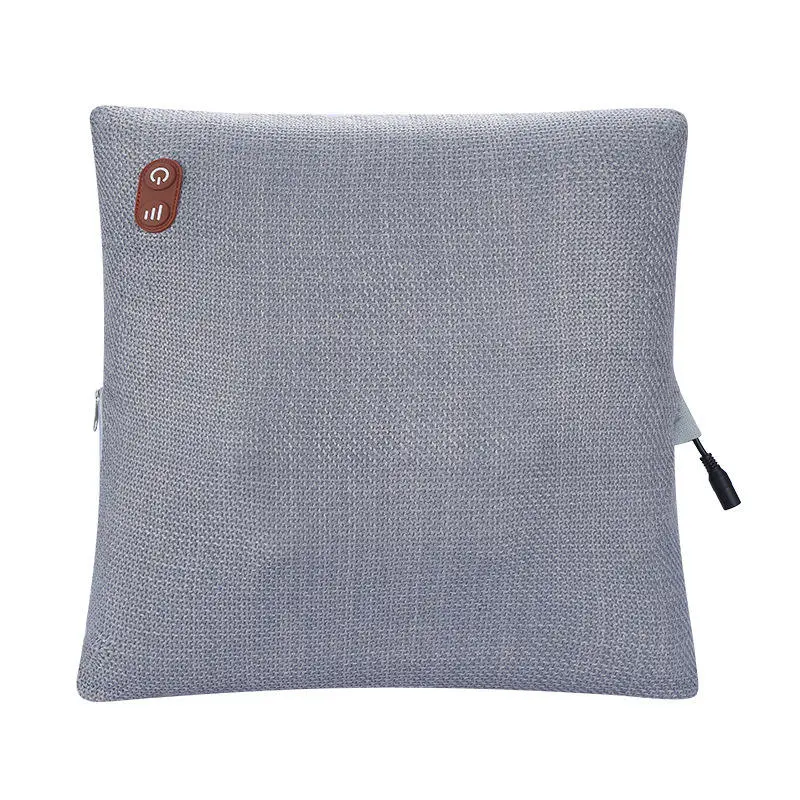 Solid Color Square Electric Vibration Kneading Lumbar Massage Pillow with Heating Vibrating Relaxation Treat Pad Cushion