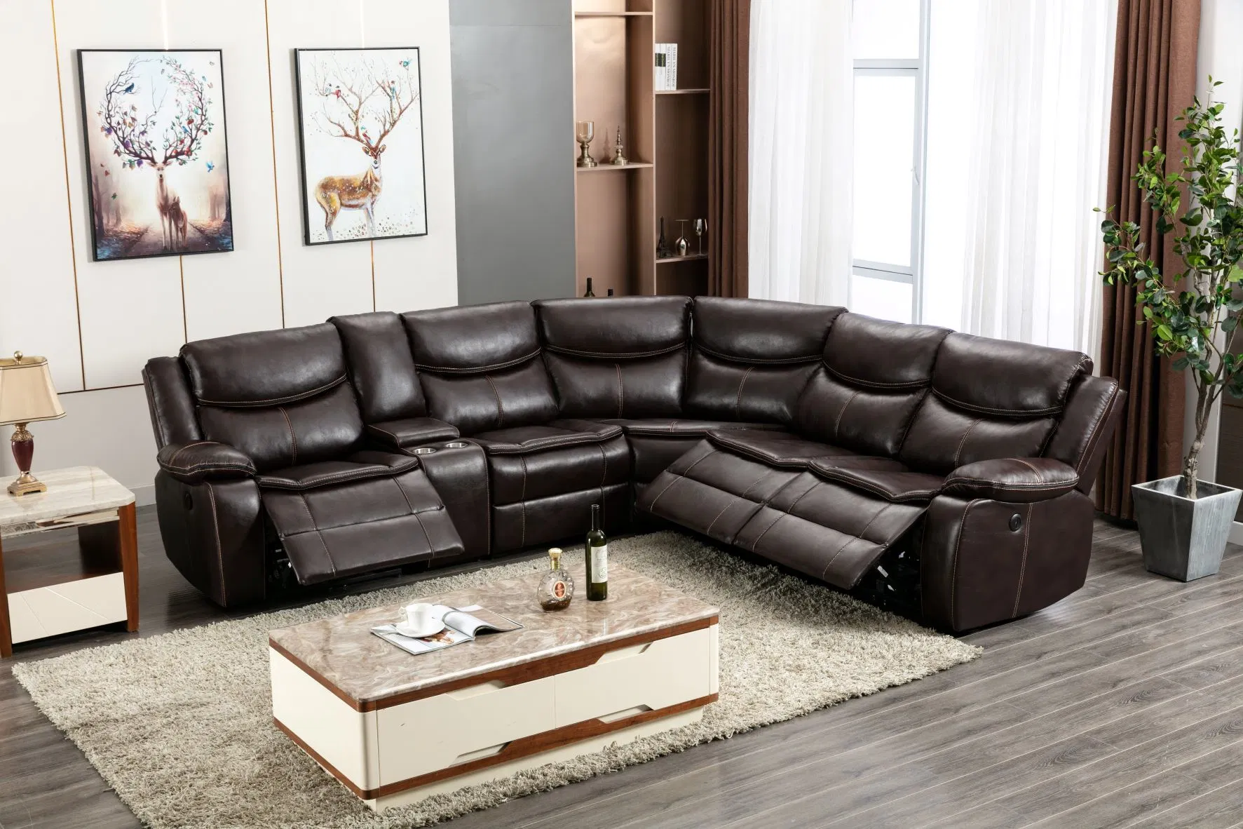 Cy Möbel Modernes Design Technologie Stoff Handbuch Sessel Sofa Set Für (3+2+1) mit überfülltem Kissen und anpassbarem Dropdown-Tisch