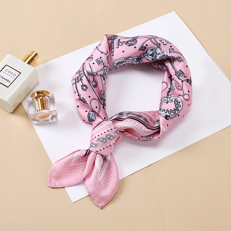 New Fashion Imitation Silk Ins Popular Design 53*53cm Custom Printed Square Polyester Lady Scarf