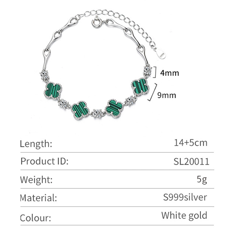 Four-Leaf Clover Bracelet Girls Summer Sterling Silver 999 Niche Design Sense Hand Jewelry