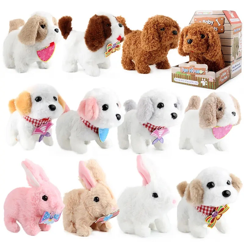 Hot sale Nouveau design interactif jouet mignon Walking Barking électrique Animaux peluche animal jouet pour enfants