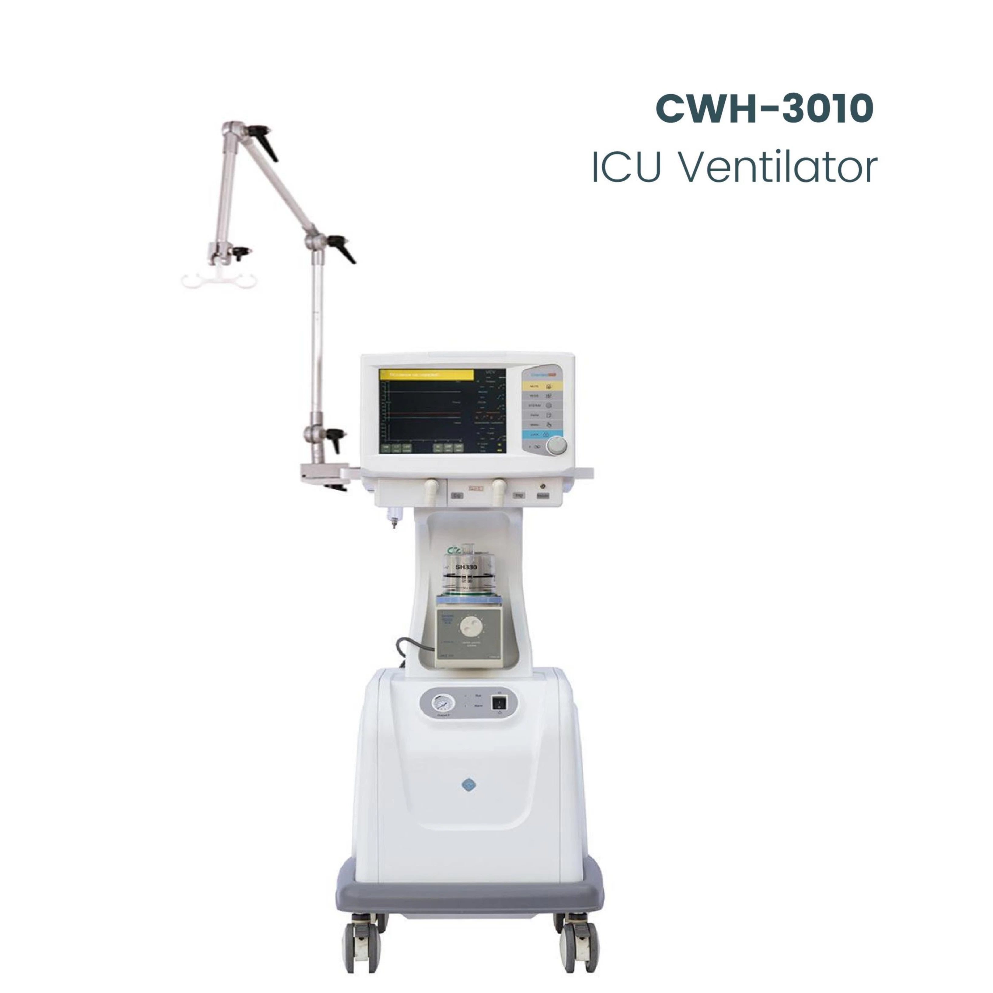 CE &ISO 13485 Marked Medical Adult and Pediatric ICU Ventilator Chenwei Cwh-3010