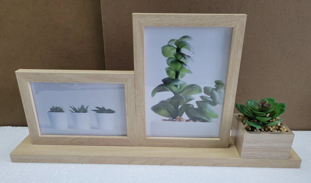 FSC&BSCI Wood Picture Photo Frames 4*6inch with Artificial Plant