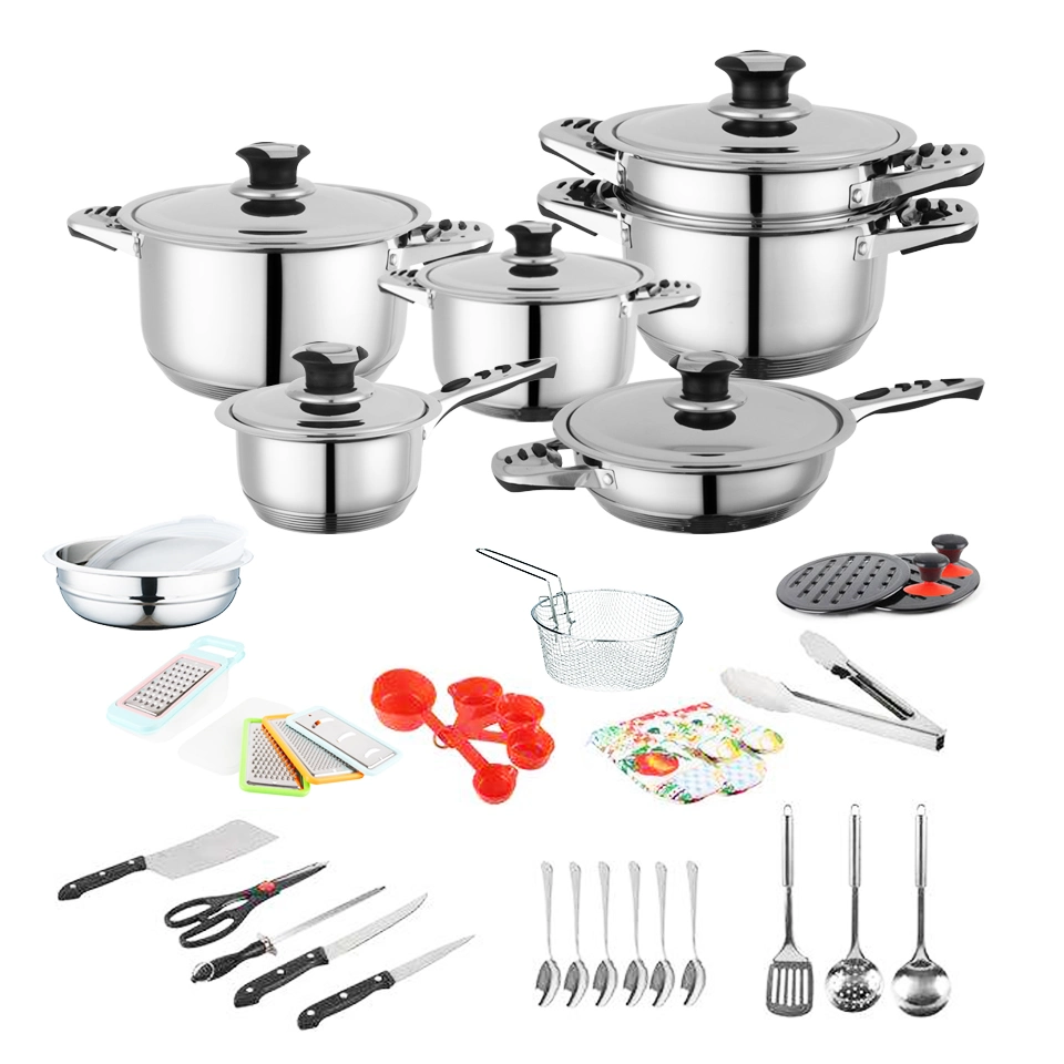 En Afrique du Sud une batterie de cuisine Set 50 52 PCS Poêle Casserole en acier inoxydable Pots et casseroles Marmite