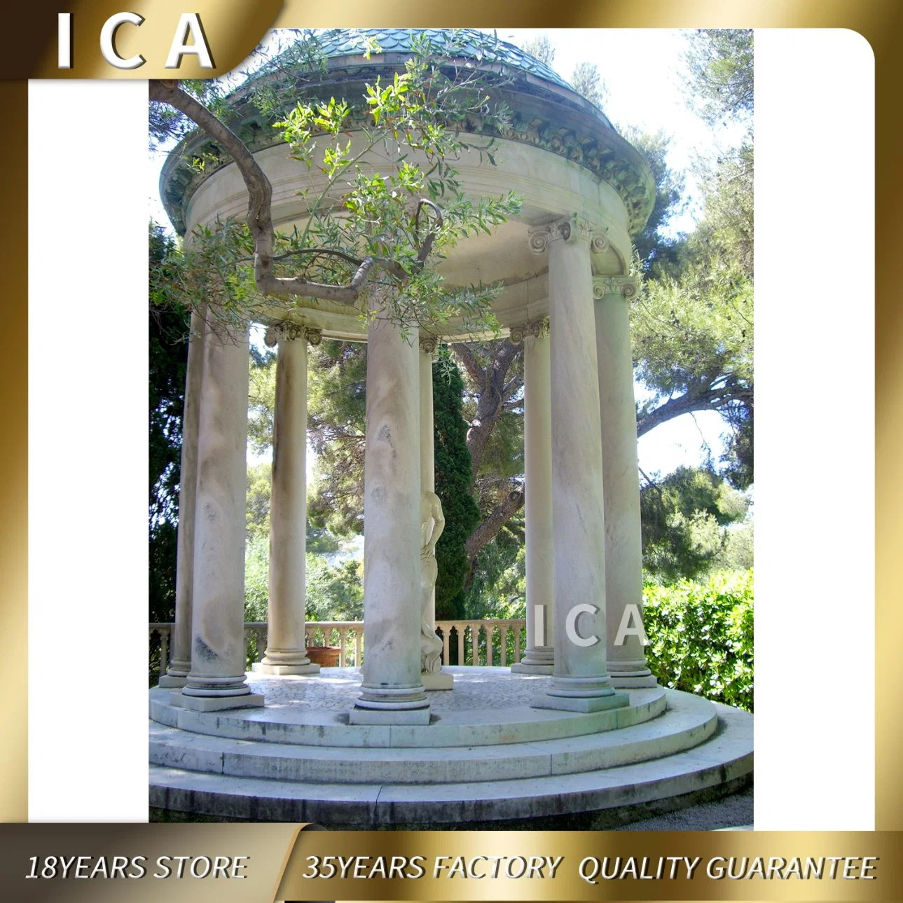 Luxury Garden Gazebo Outdoor Natural Stone Column Garden Gazebo