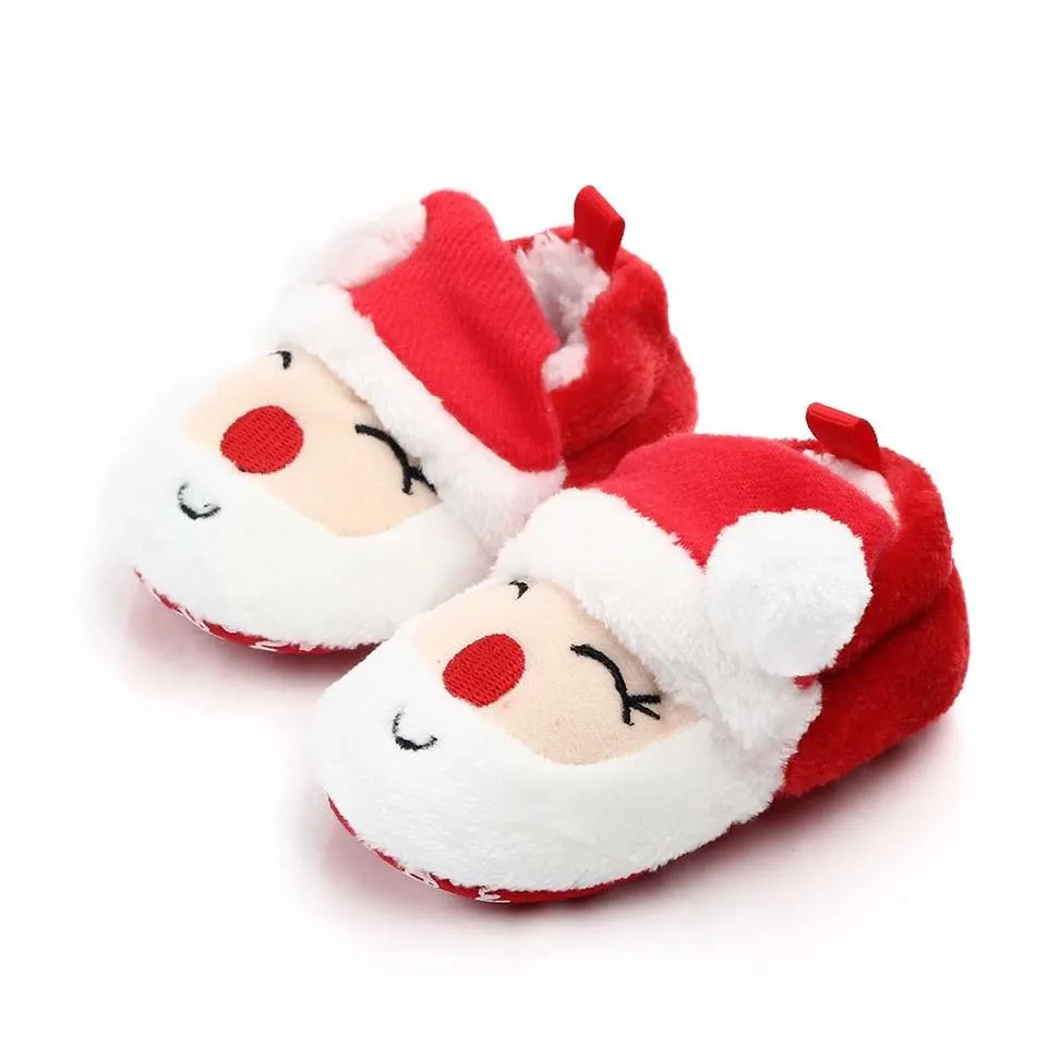 New Baby Boys Girls Christmas Slipper Shoes Toddler Booties Red