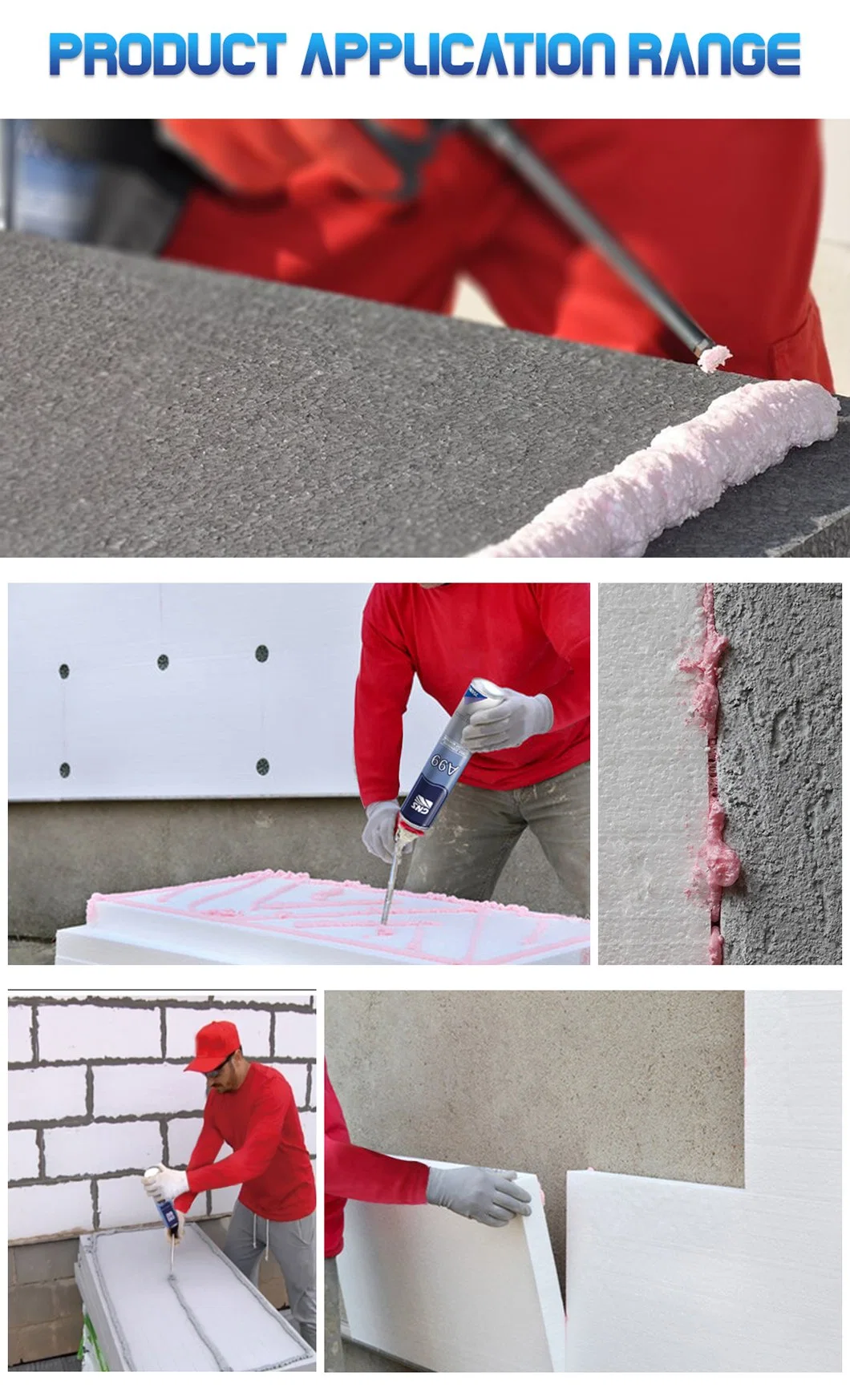 One Component Professional Adhesive Polyurethane PU Foam 750ml Sealant for Brick, Concrete, Stone, Wood