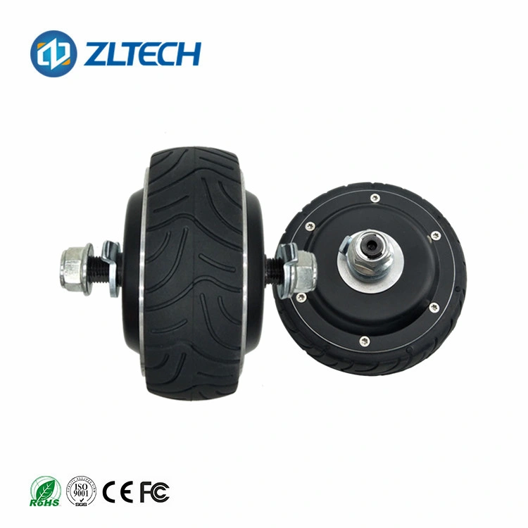 Zltech Small 4 Inch 24V 100W 50kg Load Brushless DC Rubber Tire 10 Polo Electric Wheel Hub Servo Motor Engine with Encoder for Automated Service Robot