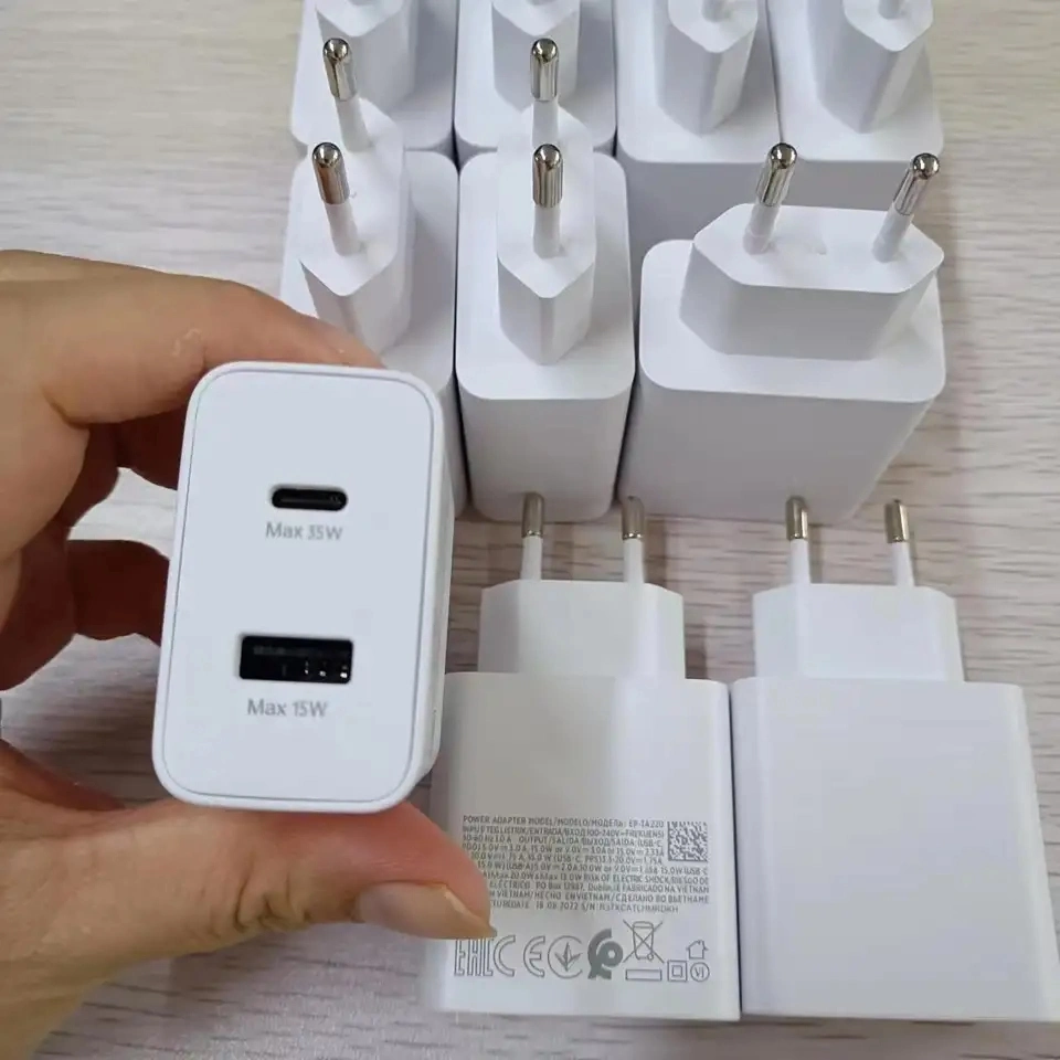 Nuevo enchufe UE 35W PD Cargador Doble tipo de enchufe USB C Cargador y adaptador para Samsung 35W PD adaptador de alimentación para Galaxy Más de S23 S20 bloques de teléfono