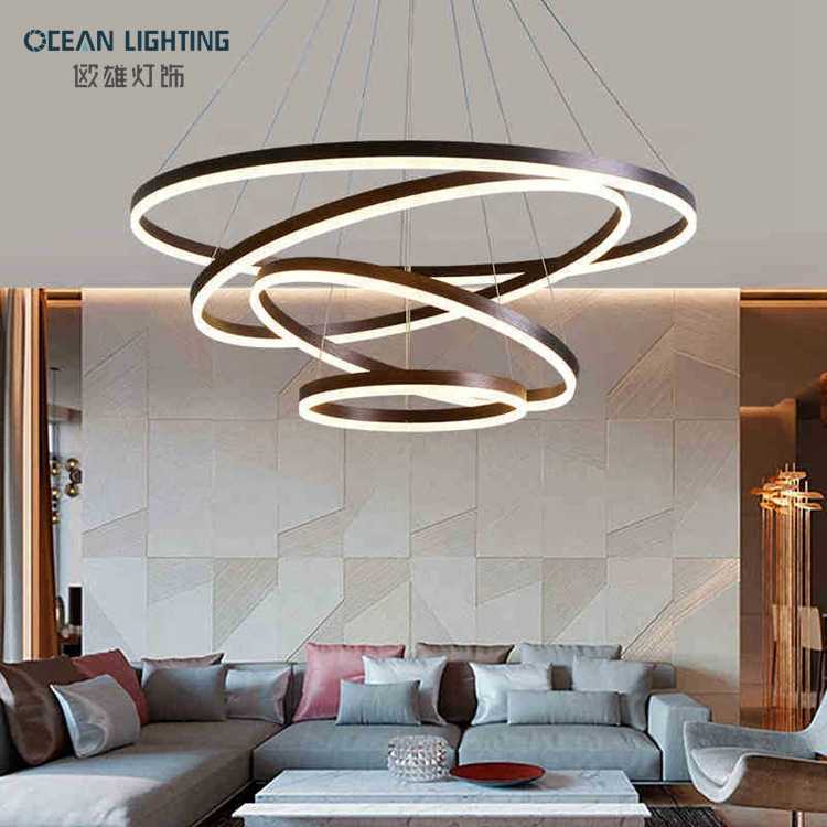 Chaud LED LED nordique moderne de vente de lustres en cristal 3 anneaux plafond à LED