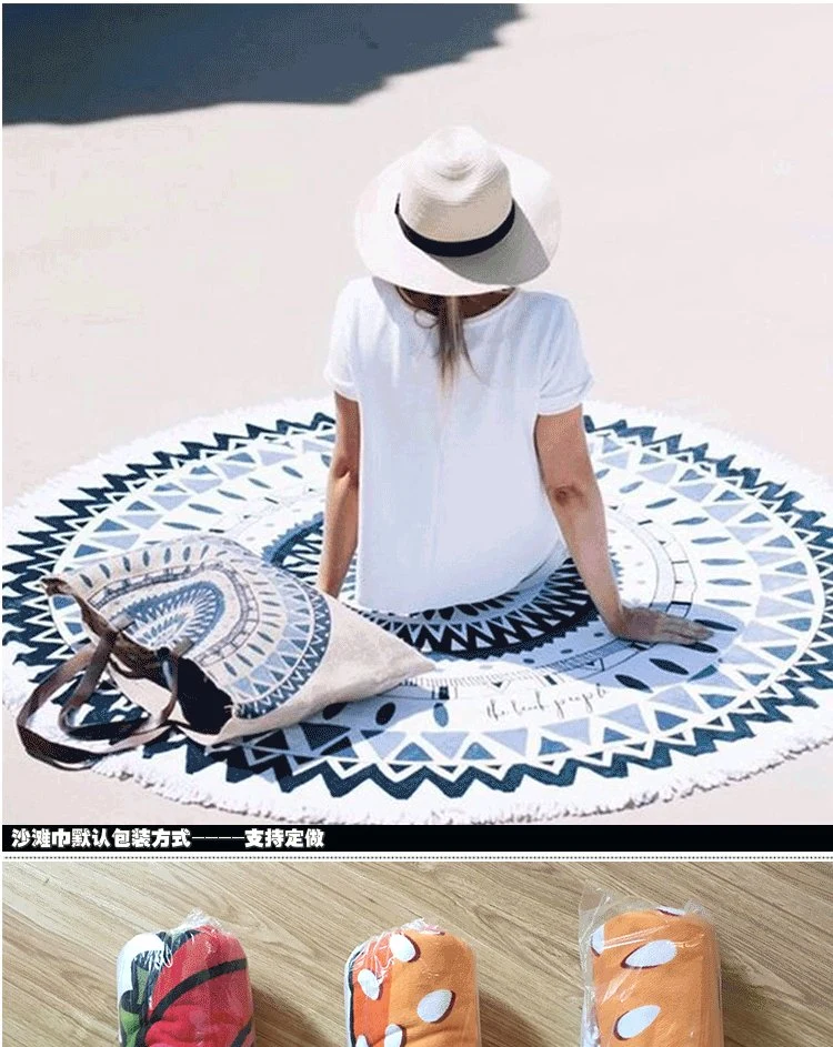 Manufacturer Microfiber Cotton Digital Print Bath Sport Beach Round Towel Textile for Beach Swimming Travel Towel