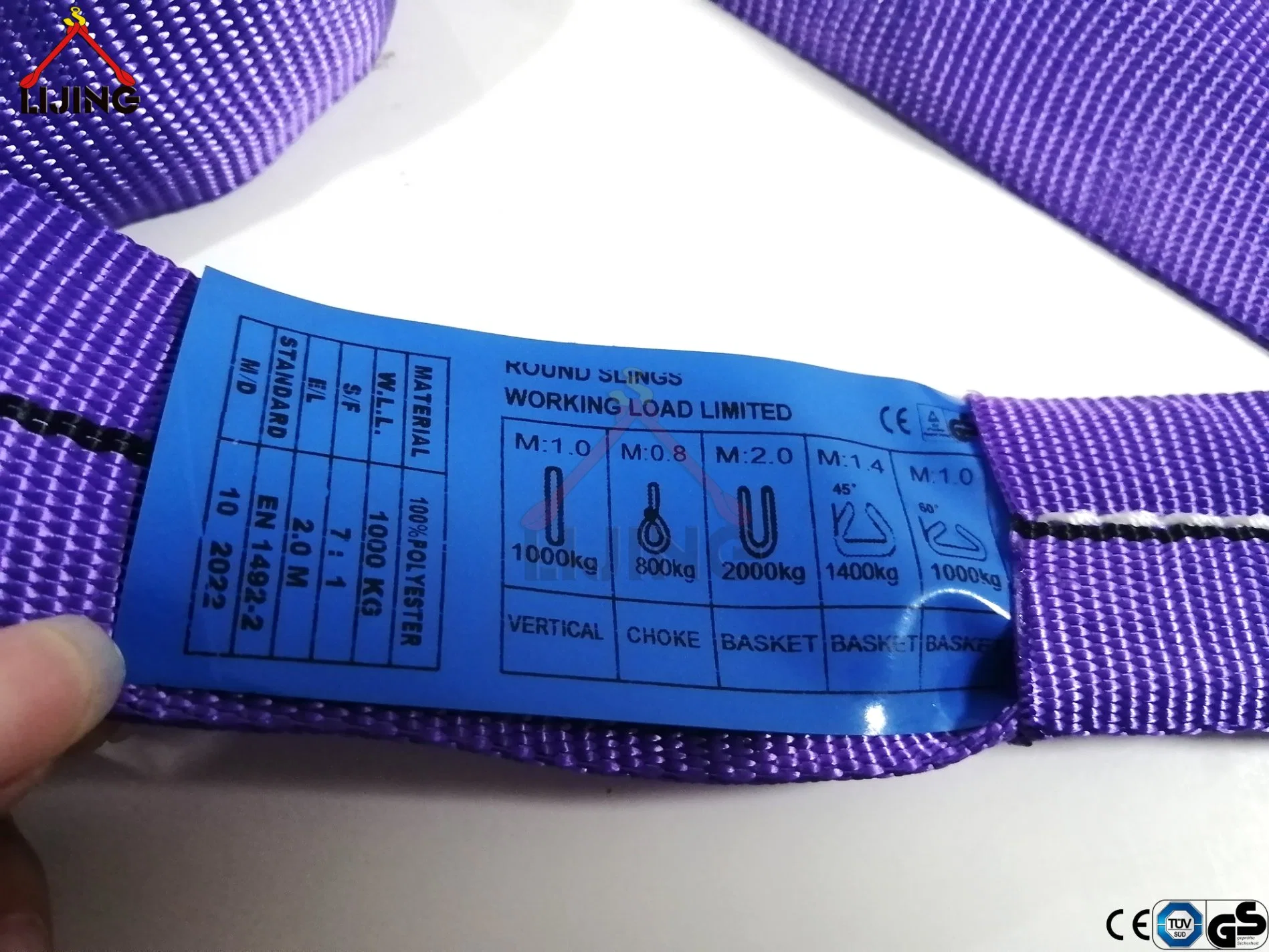 2m 1t 40mm Purple Polyester Lifting Endless Round Sling En1492-2: 2000