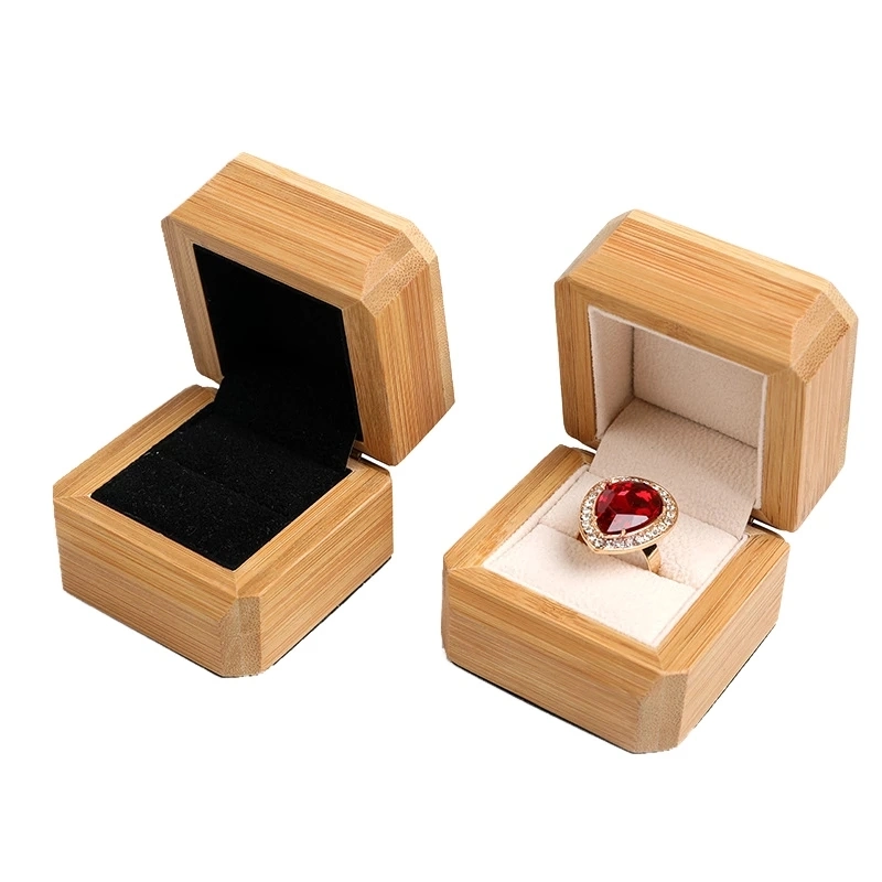 Real Bamboo Wood Jewellery Box Wholesale/Supplier Pendant Necklace Ring Gift Display Packaging Case with Velvet Interior