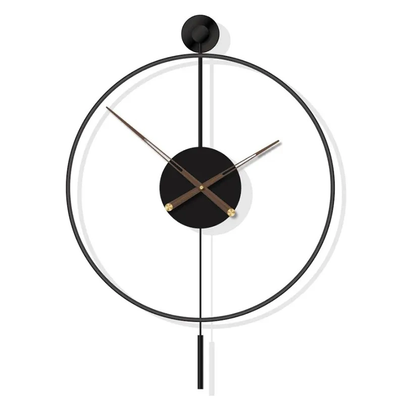 Iron Art Classical Large Decorative Wall Clock with Pendulum Modern Silent Metal Wall Clocks for Living Room Bedroom