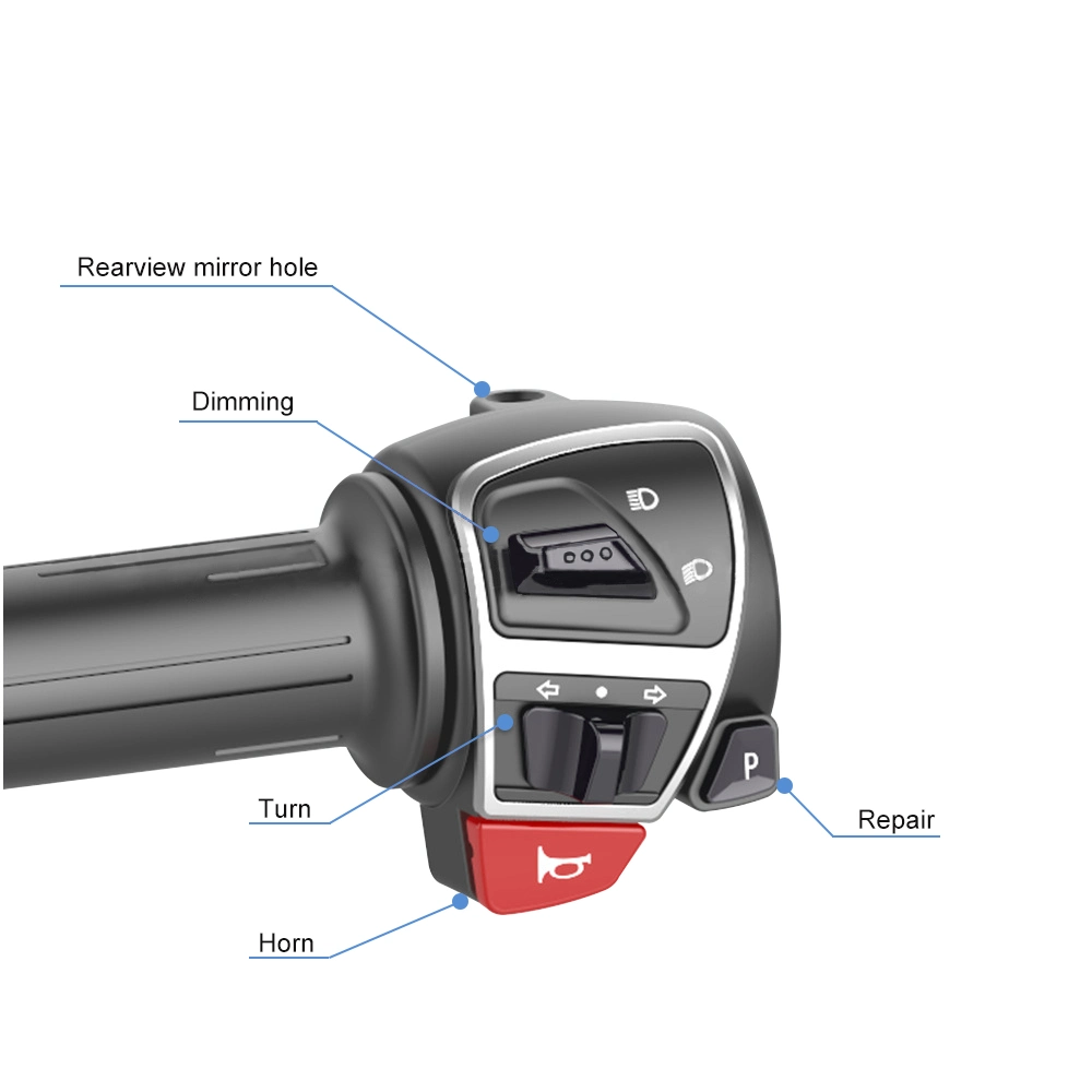 Handlebar+Switch Assembly Double Flashing+Variable Speed+Light Button Electric Scooter Tricycle Steering Grips Ebike Throttle