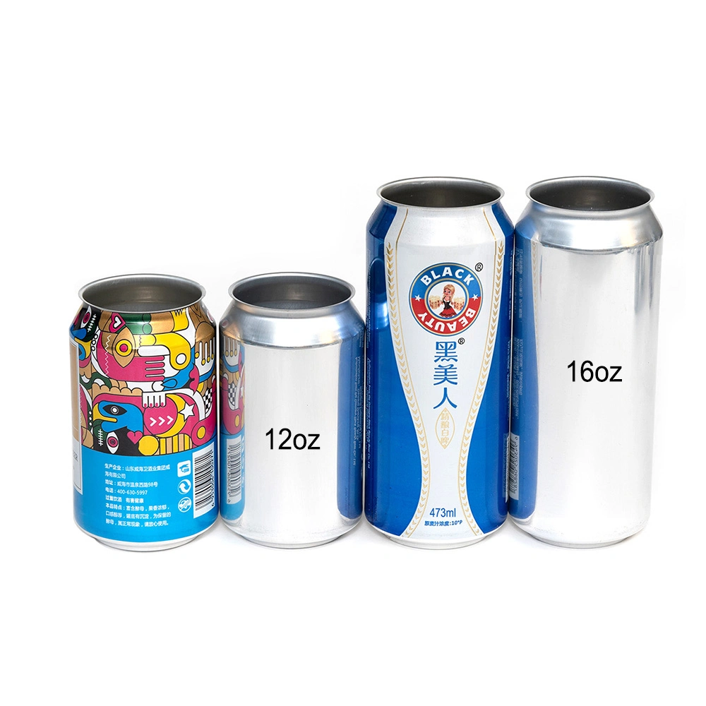 Lata de cerveza de 473 ml con impresión de logotipo plateado. Latas de aluminio de 16 oz para cerveza, bebidas y jugos.