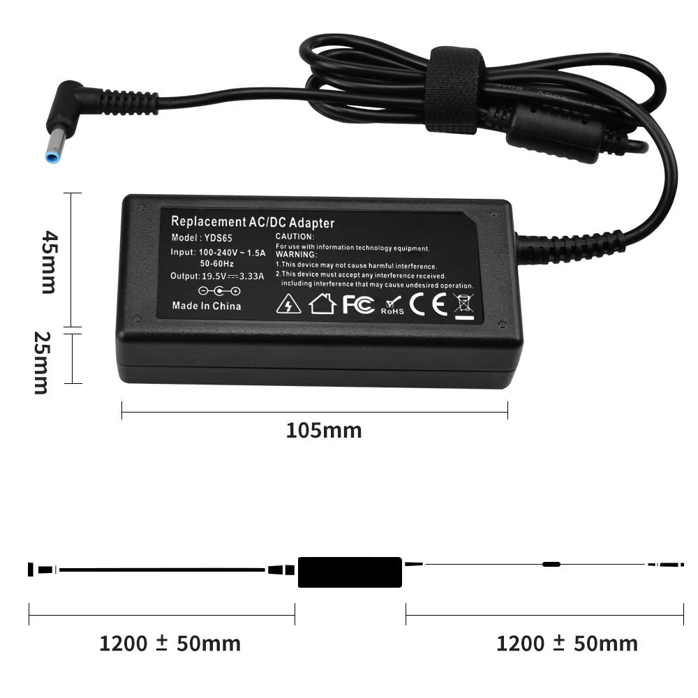 Piezas de equipo portátil 65W 19.5V 3.33Un Portátil Adaptador de CA Cargador portátil para HP/Compaq 4.5*3,0 mm