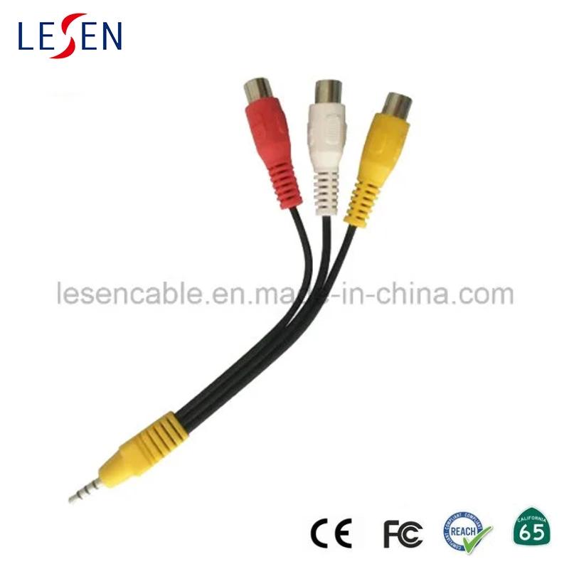 AV Cable, 3.5mm 4 Cores Stereo to 3 RCA Jack