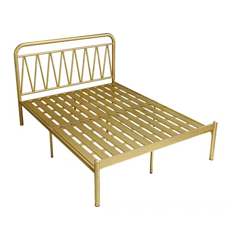 European Simple Wrought Iron Rental Hotel Budget Double Iron Frame Bed