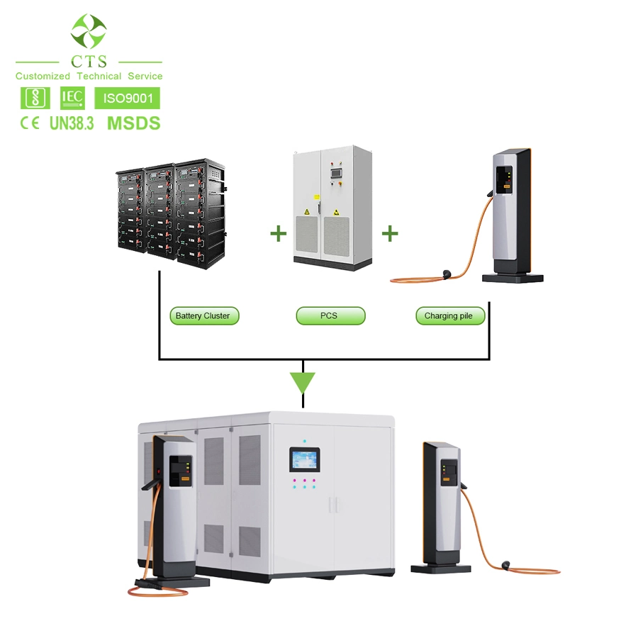 Cts Bess 150kwh 300kwh de energia da bateria de armazenamento de recipientes com 50kw 100kw DC Fast Carregador EV