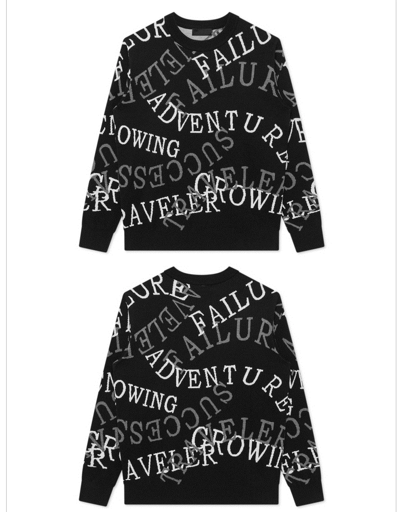 Custom Logo OEM Men Sweater Pullover Letter Jacquard Long Sleeve Knit Cotton Designer Knitted Sweater for Men