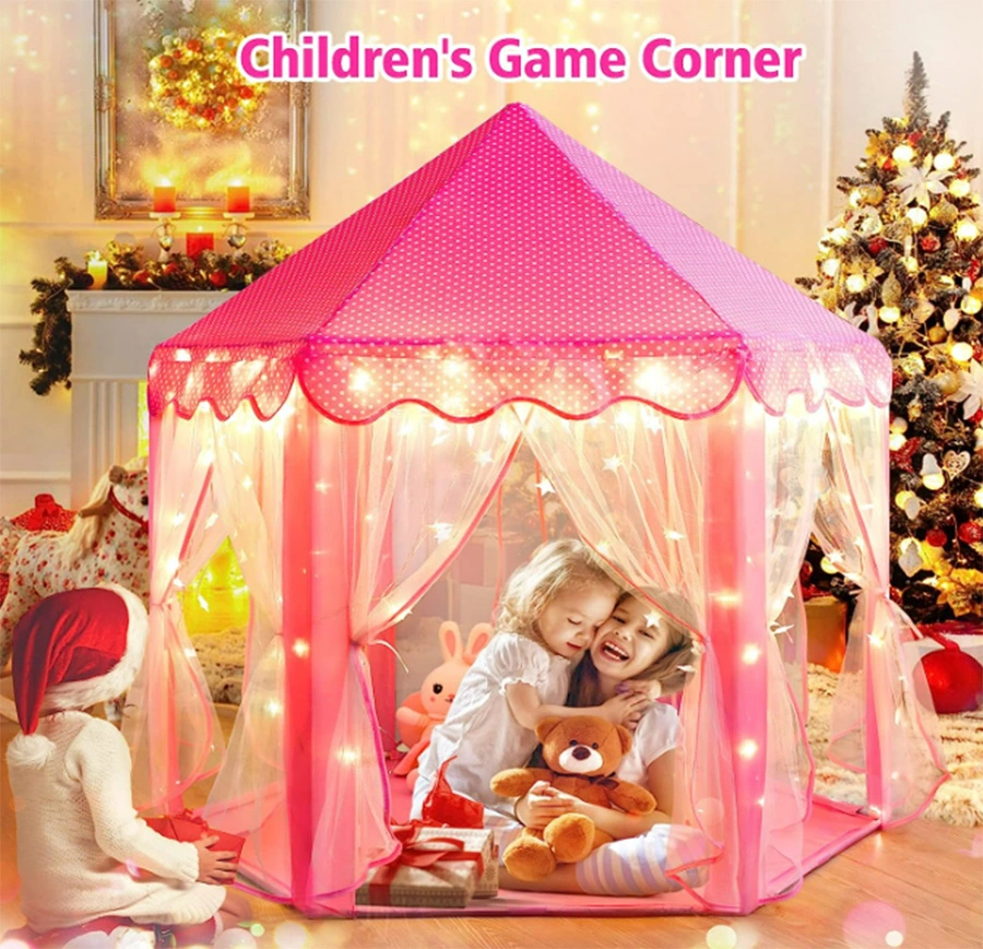 Girls Large Playhouse Play Tent with Star Lights Toy for Indoor and Outdoor Games