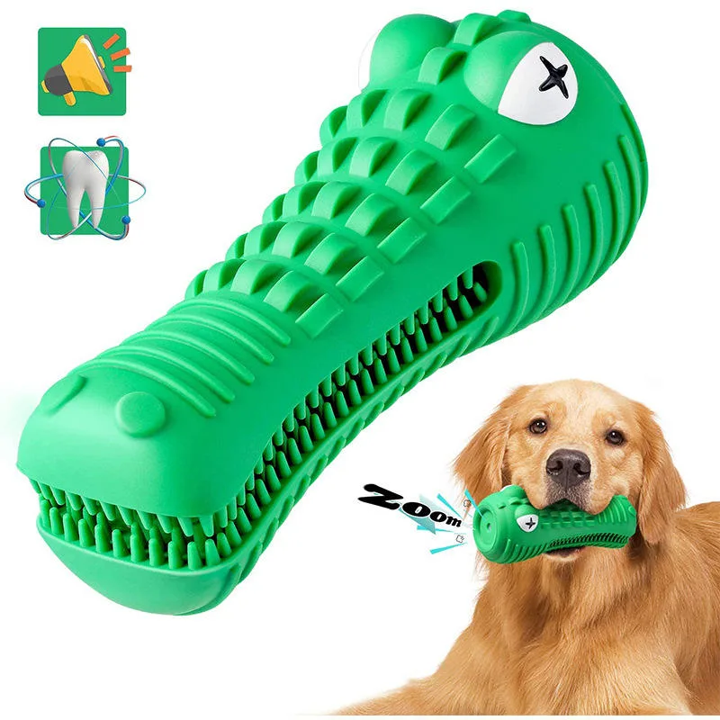 Rubber Pet Products Rod Crocodile Squeaky Dental Care Pet Toy