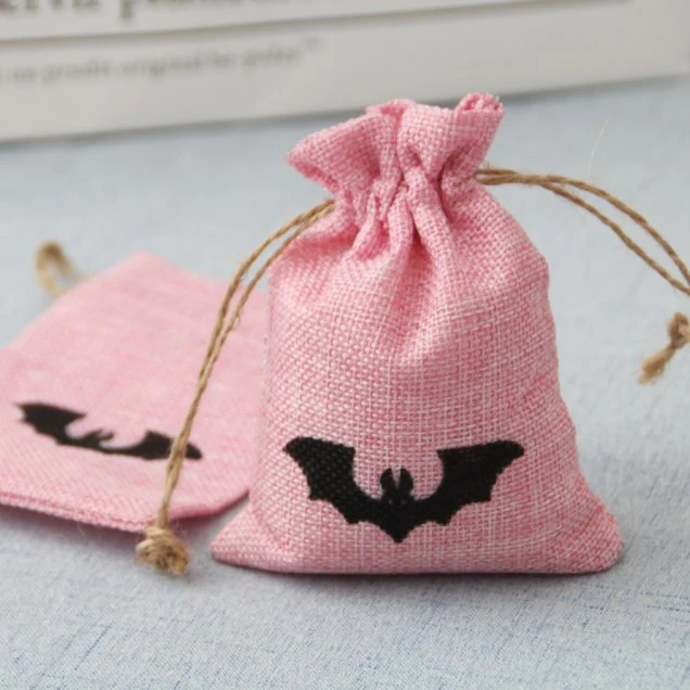 Halloween Drawstring Jute Bags Holiday Props Jewelry Packaging