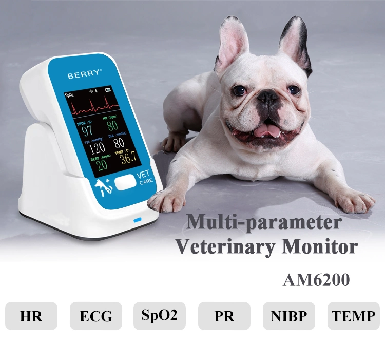 Am6200 Non seulement un moniteur portable de signes vitaux vétérinaires à main, mais aussi un moniteur multiparamètres pour les patients vétérinaires.