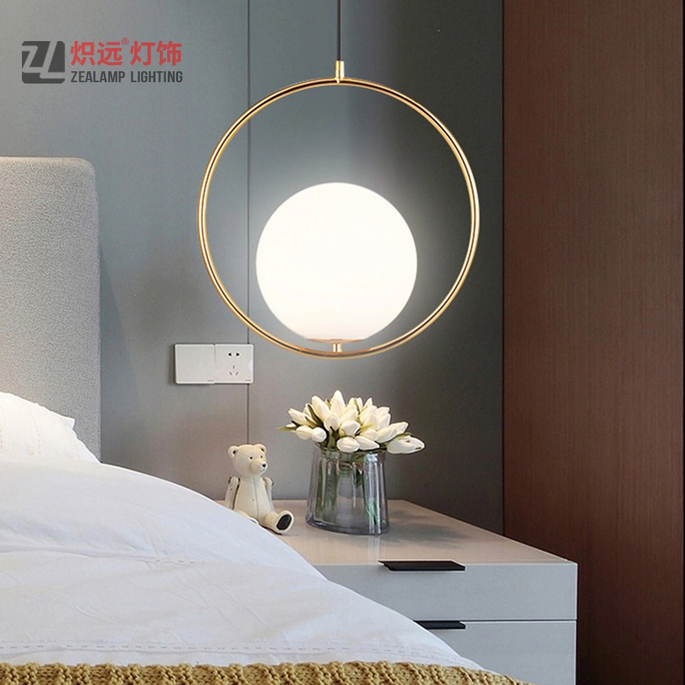 Bedroom Simple Glass Haning Lamp Glass Ball Pendant Light