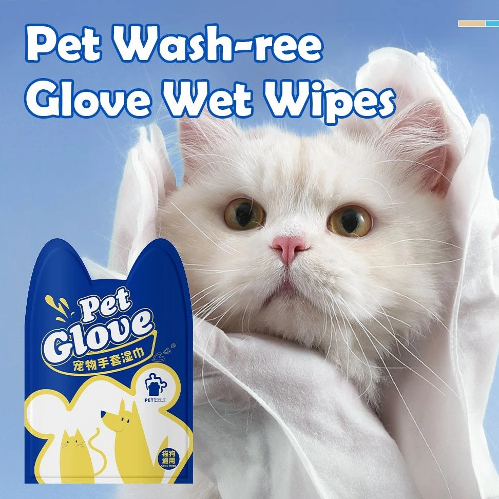 Todo el cuerpo de la mascota de limpieza del Cabello Cuidado de la adecuada solución Nonwoven toallitas Guantes de suministros de limpieza de mascotas Pet Products