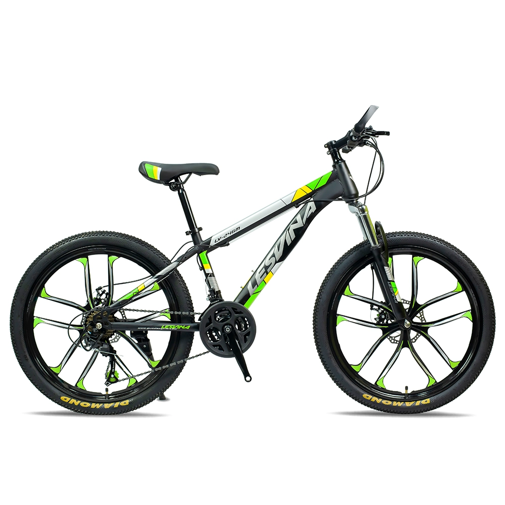 Green 24 Inch Mountain Bicycle 24 Speed Bike Intergraed Wheel