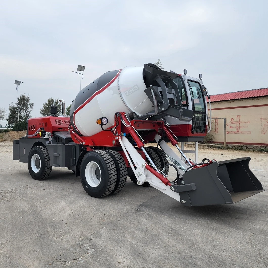 Construction Equipment High Speed Self Loading Horizontal Portable Mobile Diesel Cement Blender Mixing Machinery Self Loading Concrete Mixer