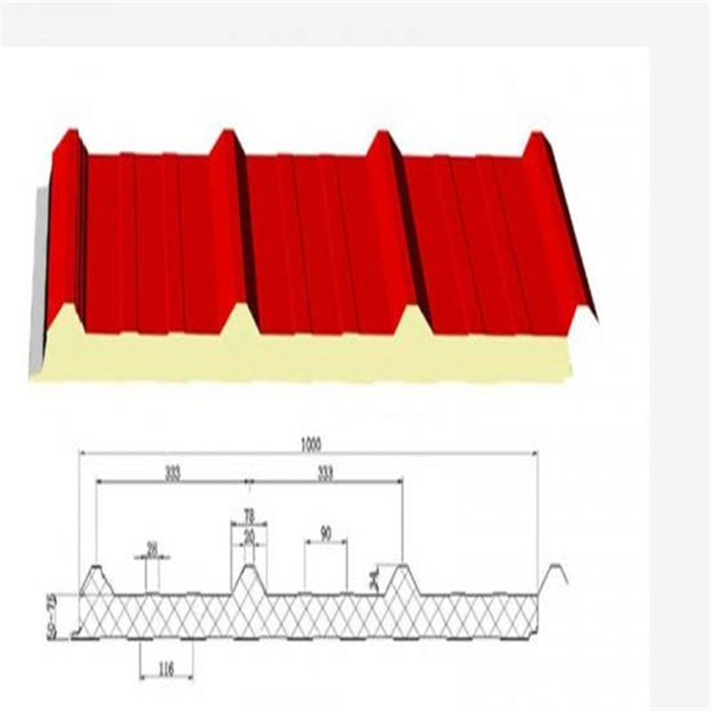 PU/Prueba de temperatura de PIR aislados de Cartón Ondulado Panel sándwich para almacén